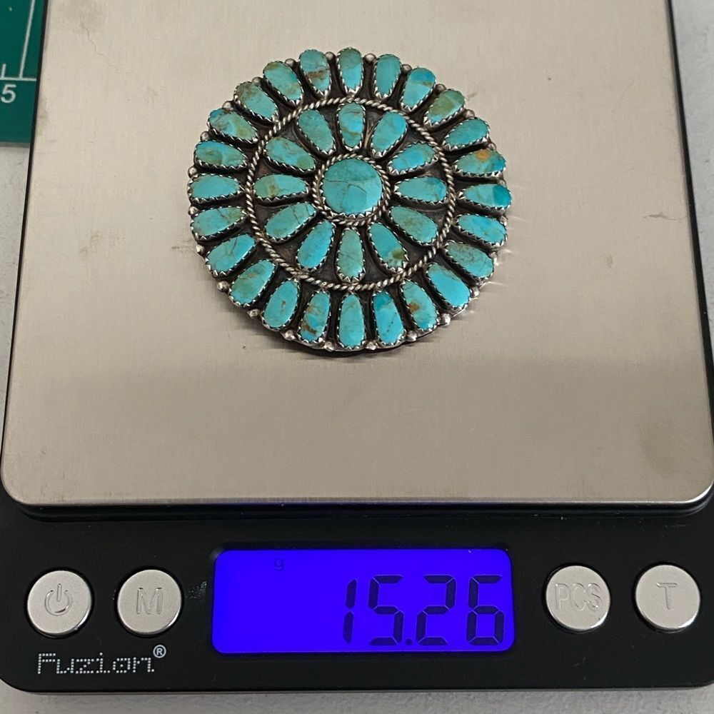 Vintage Navajo Larry Moses Begay Turquoise Pendant/Brooch - Picture 4 of 4
